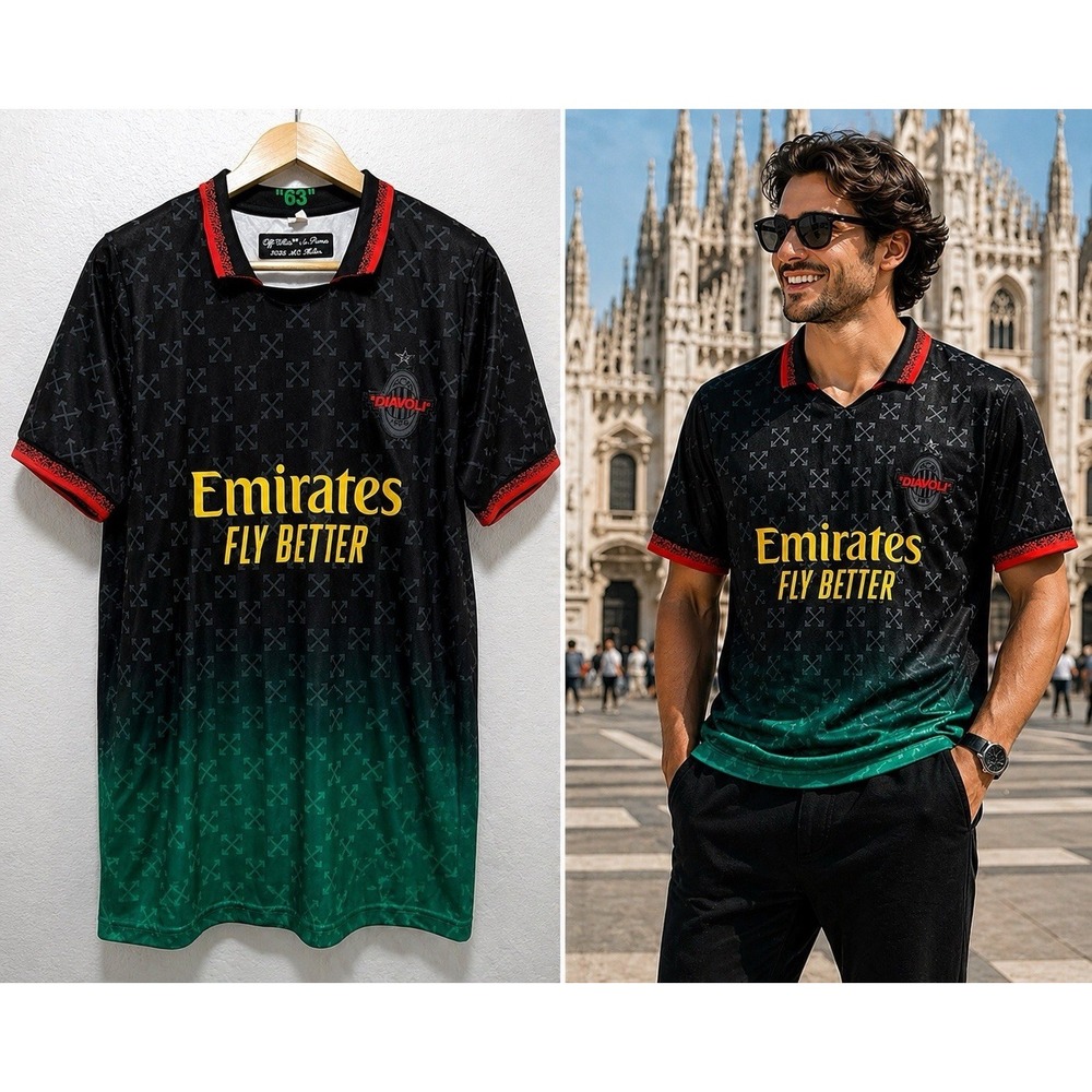 Puma x Off White AC Milan Jersey Men's‎ M Diavoli Soccer FIFA Futbol World Cup